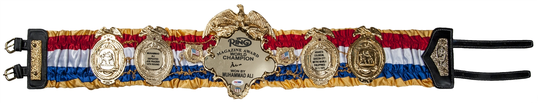 Muhammad Ali Signed Ring Magazine World Champion Award Belt (PSA/DNA Gem Mint 10))-"In The Presence " PSA